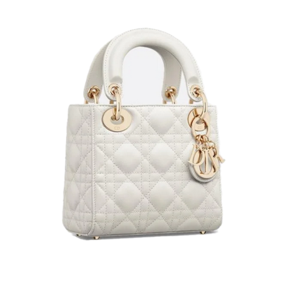 White Lady Dior 17cm Women's Bag with Top Handles