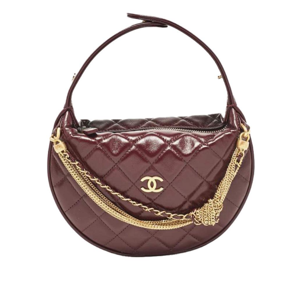 Chanel Burgundy and Gold Leather Shoulder Bag