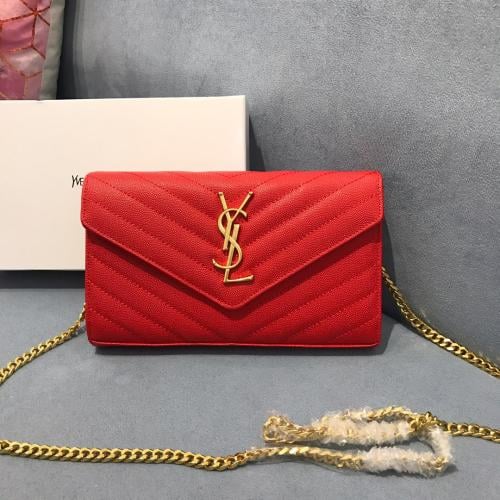 red ysl wallet on chain