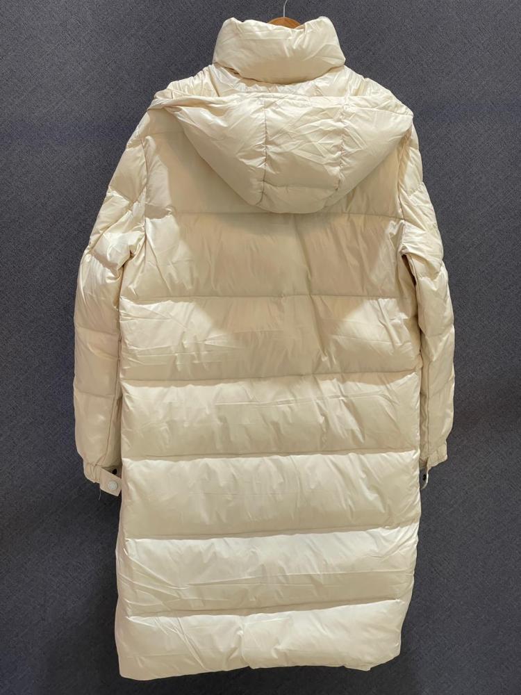 Moncler Women's Long Down Jacket in White - E-SEVEN STORE