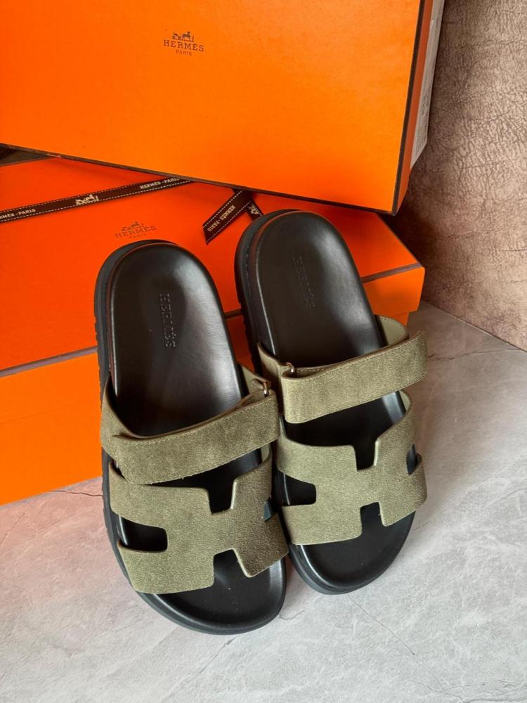 TKD Hermes Shaper Women's Flat Slipper in Olive Suede - E-SEVEN STORE