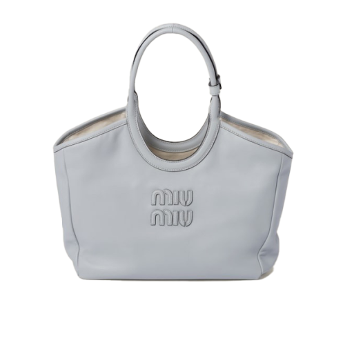 Mini Miu Miu Ivy 21cm Leather Top Handle Bag in Sky Blue - E-SEVEN