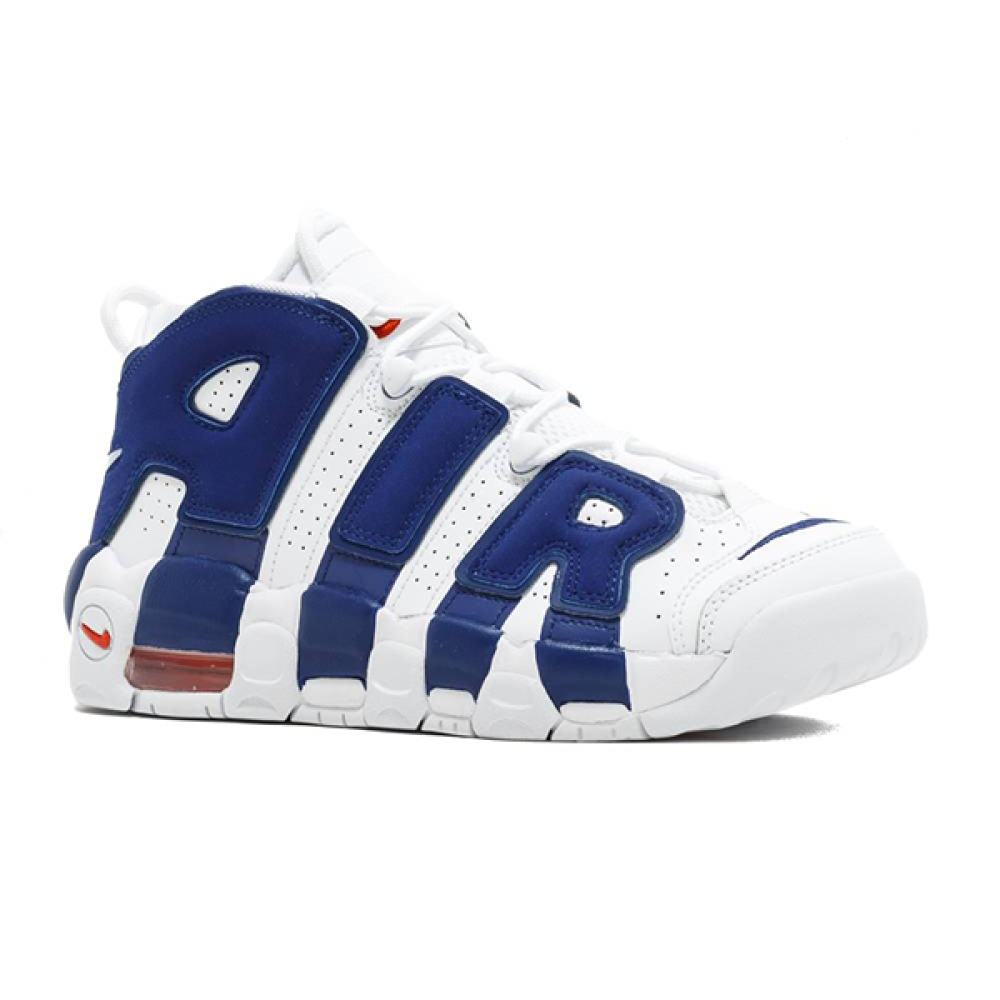 Nike Air More Uptempo Knicks White Shoes with Big Blue AIR
