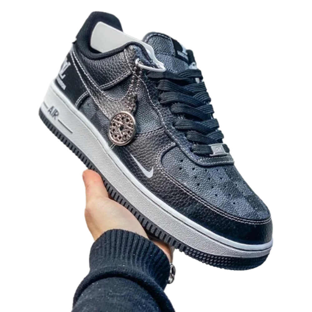 39さん Nike Air Force x Louis Vuitton Grey and Black Monogram Check Shoes