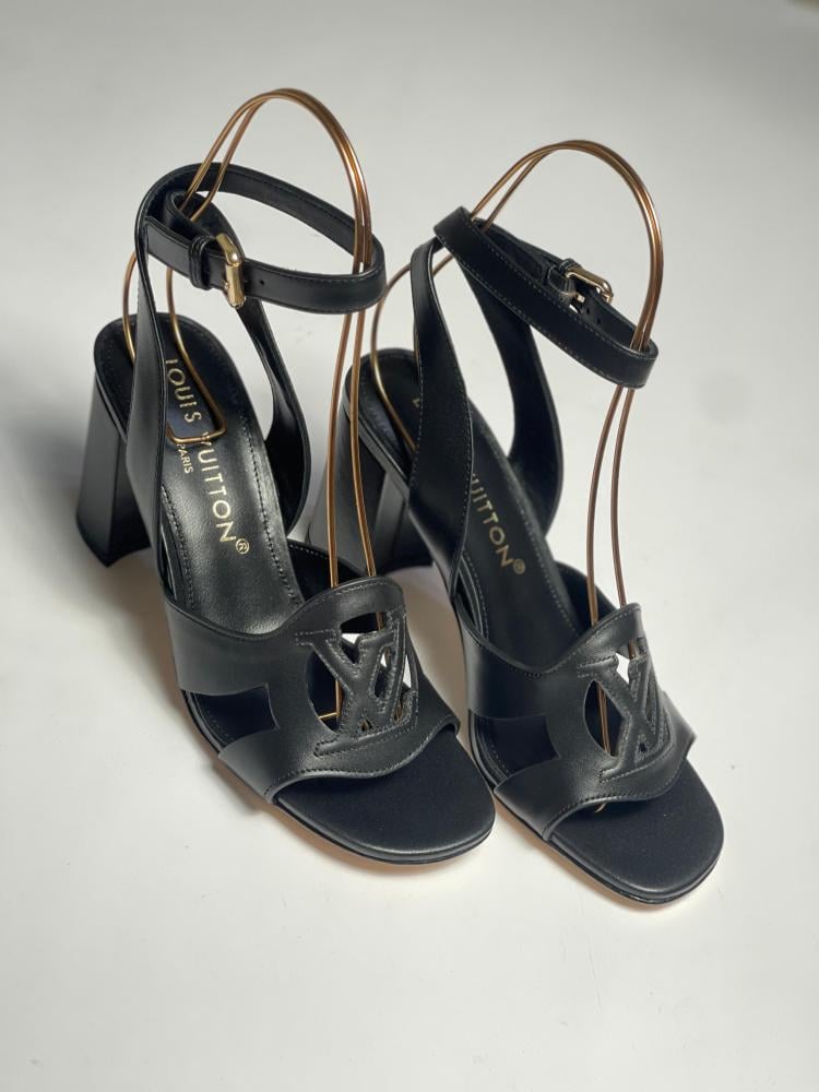 Louis Vuitton High Heel Sandal Comfortable Design Black Leather