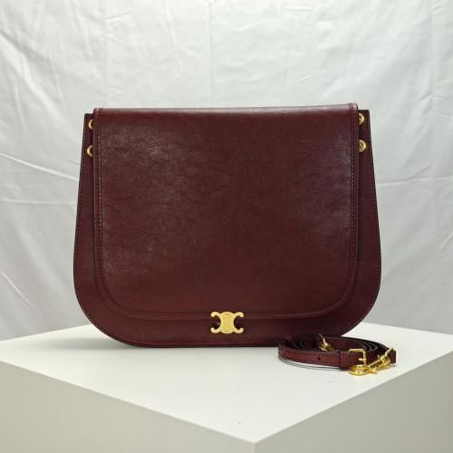 Celine Triumph Pisas Shoulder Bag in Burgundy, 32cm - E-SEVEN STORE