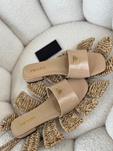 Prada Women's Slipper Flat Light Beige Sandal - E-SEVEN STORE