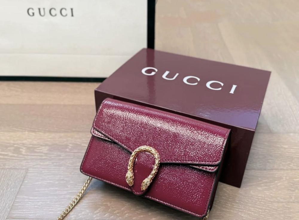 え Gucci Dionysus leather bag in burgundy with gold metal - E-SEVEN STORE
