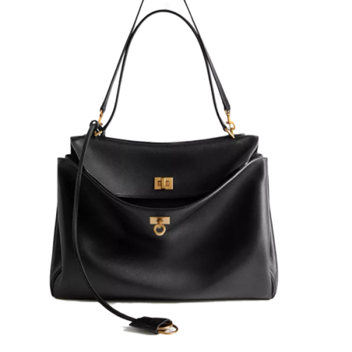 Balenciaga Leather Shoulder Bag in Luxurious Black - E-SEVEN STORE