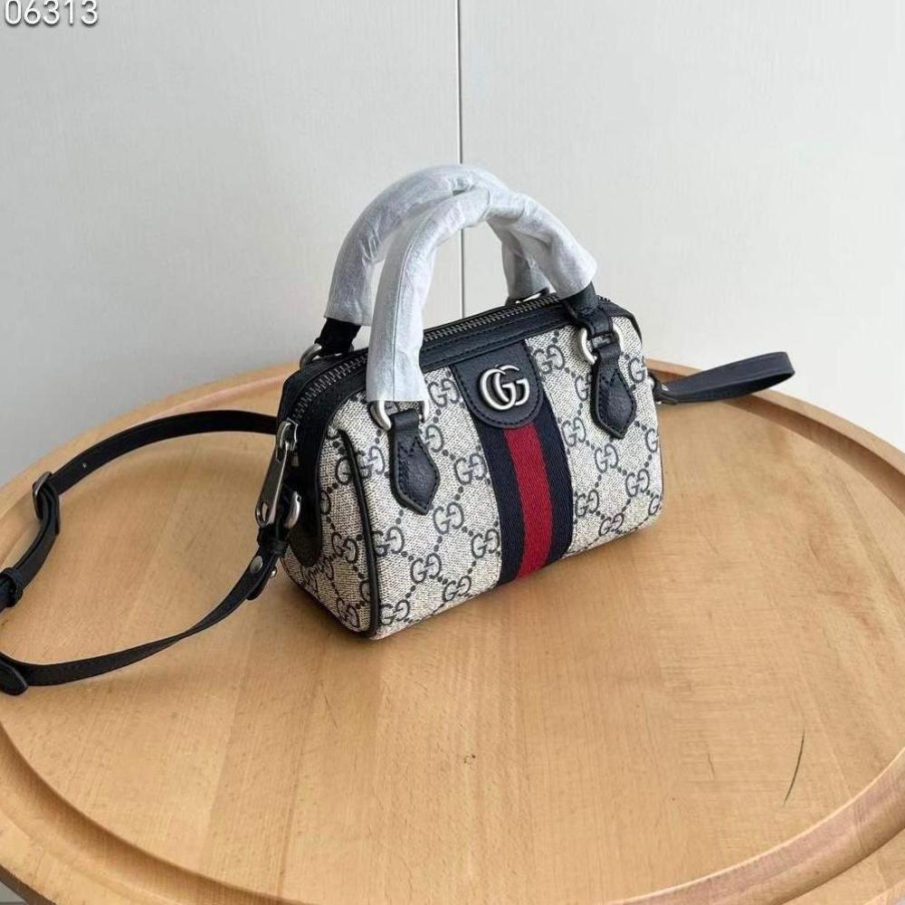 Gucci Supreme 17cm Logo Canvas Bag in Black and White - E-SEVEN STORE