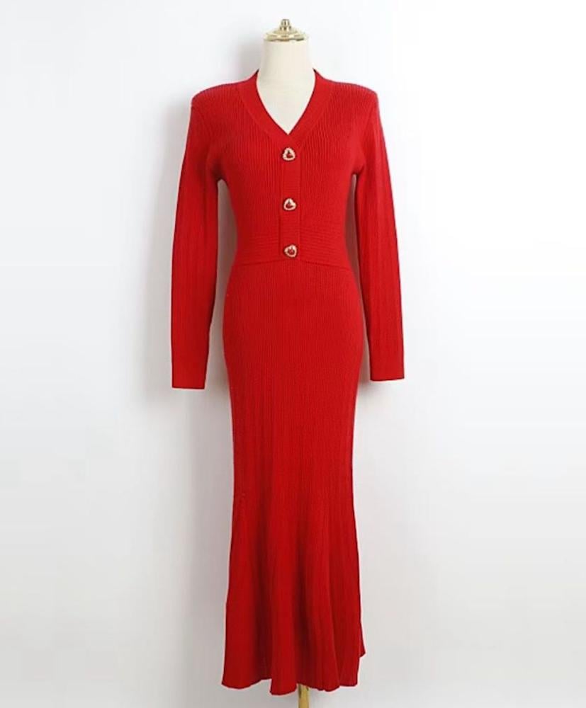 Sandro Bazzara Sporty Chic Long Sleeve Dress in Red - E