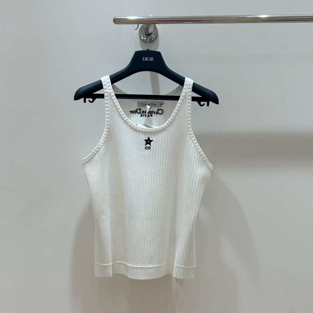 توب ديور بدون أكمام للنساء بلون ابيض