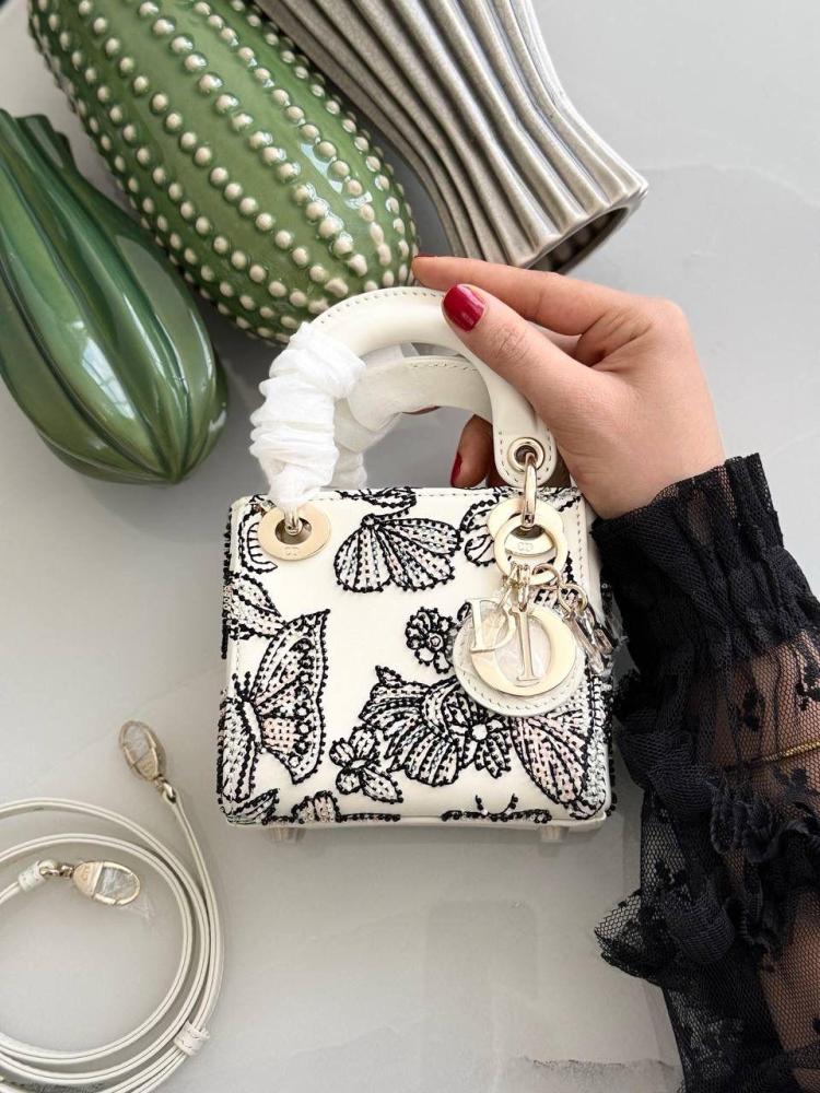 Dior rhinestone embroidered bag with elegant butterfly