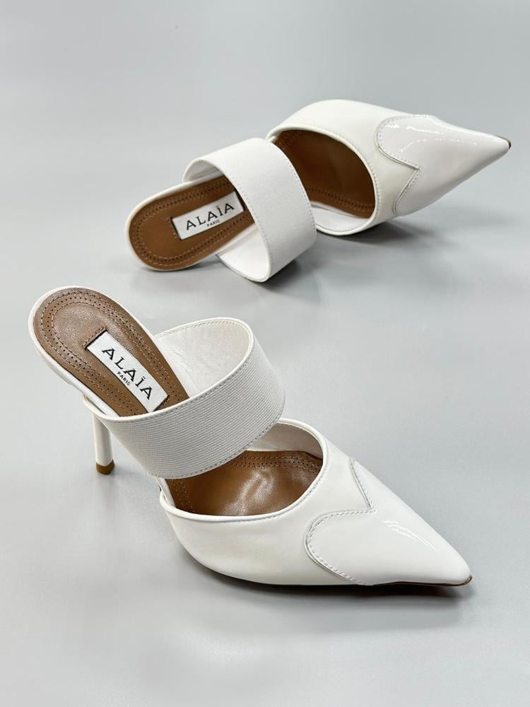 ALAIA White Shiny Leather Heels | Elegant Occasion Heels