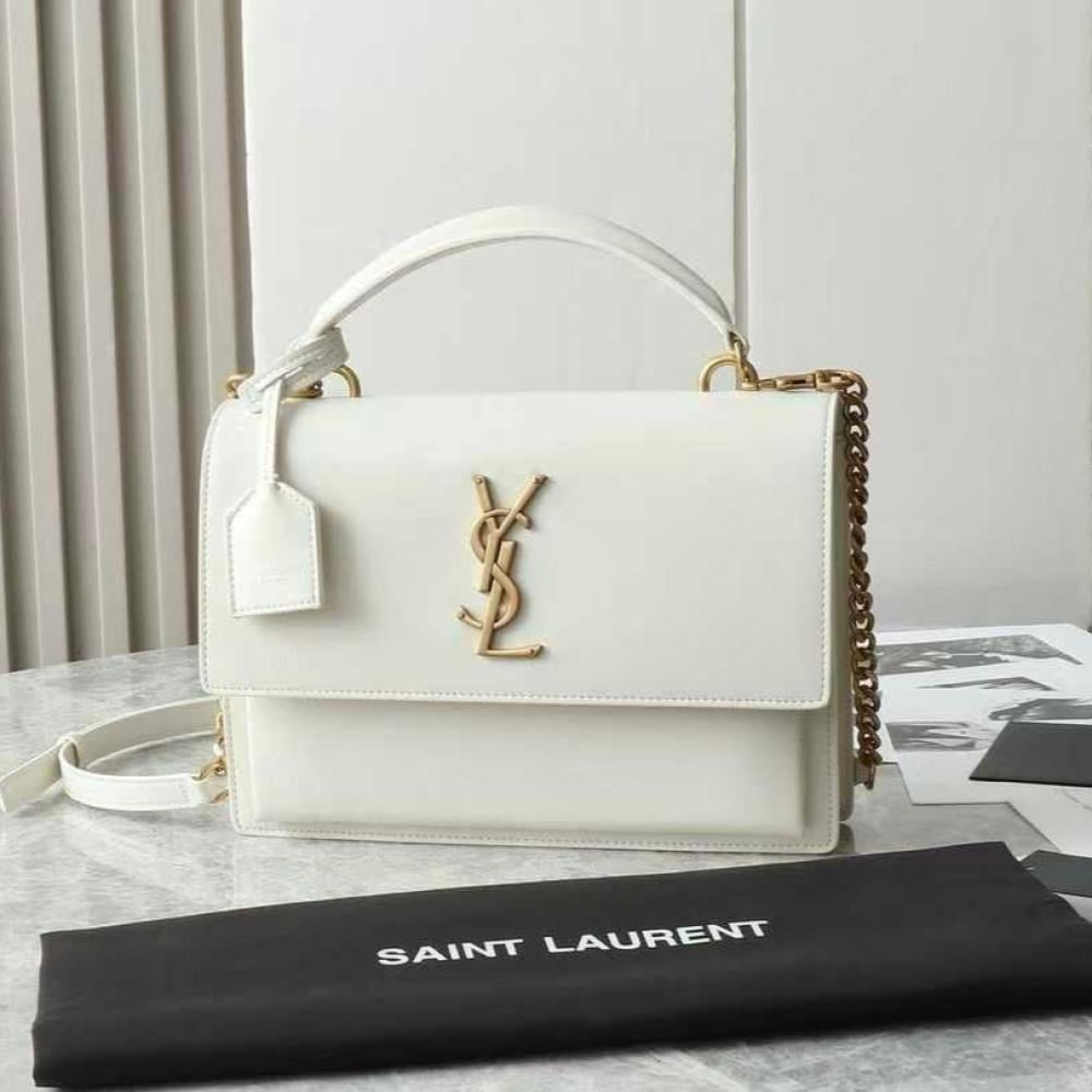 サンセット Yves Saint Laurent Sunset Medium Shoulder Bag in Beige - E