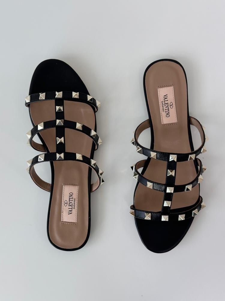 Valentino Rockstud Flat Slipper for Women in Black with
