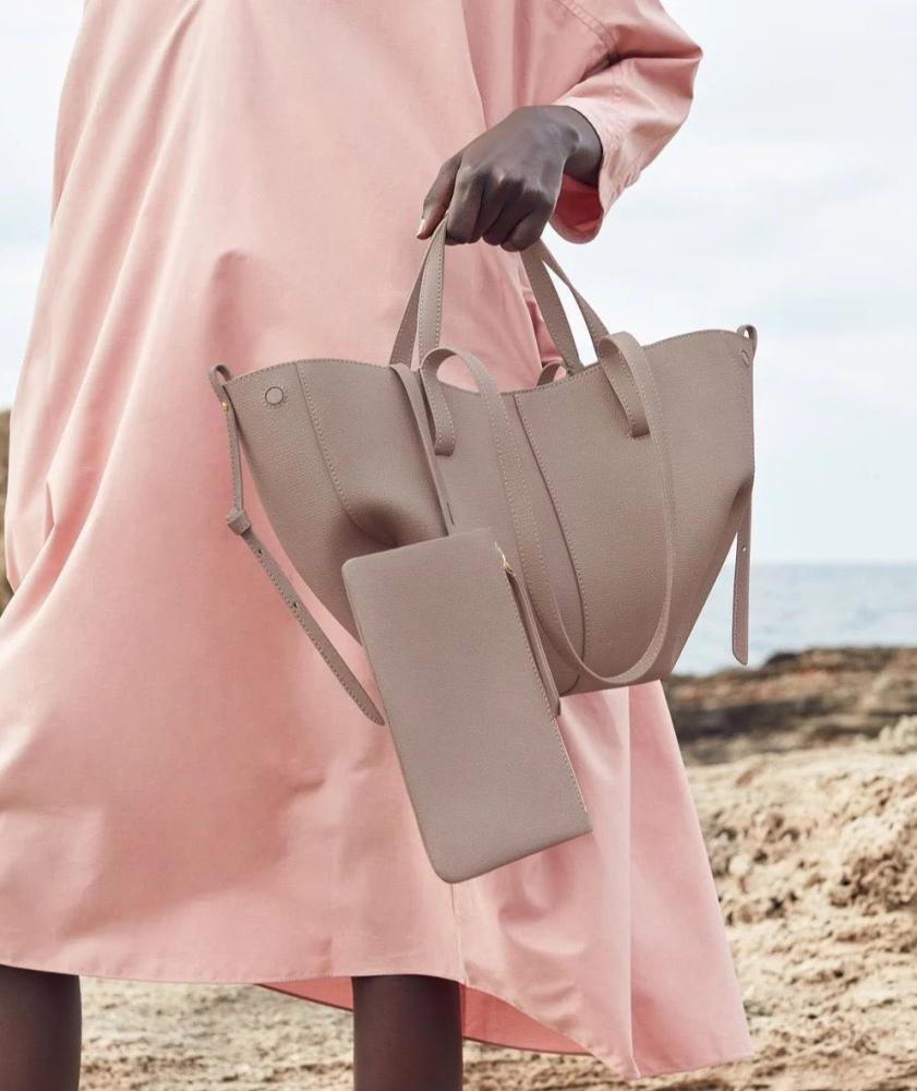 Tot Bag Pauline Luxury Leather 32cm Modern Design Beige