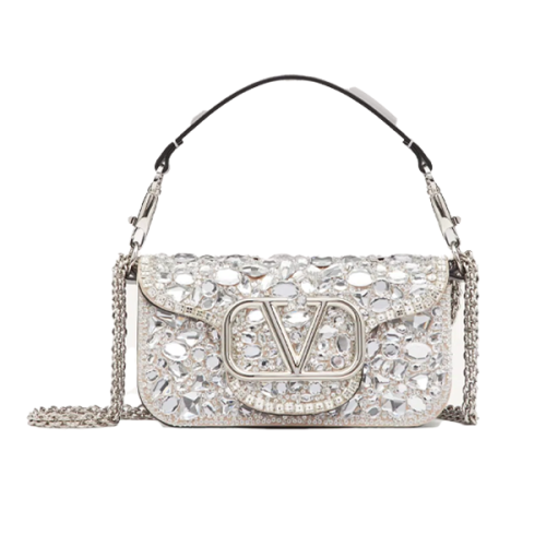 Valentino Loco Crystal Evening Bag in Silver - E-SEVEN STORE