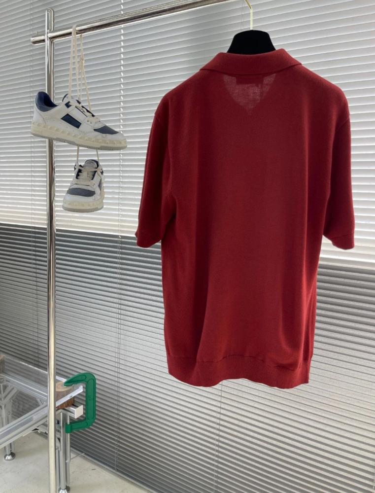 専用ページ2 Prada Men's Burgundy Zip Polo Shirt - E-SEVEN STORE