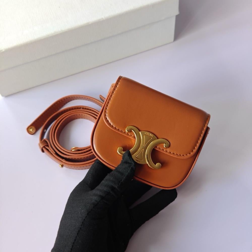 Celine Cloud Mini Shoulder Bag with Long Handle in Honey