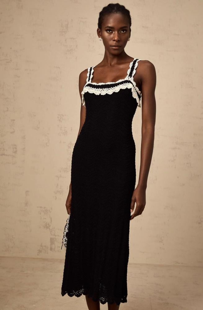 Sandro Summer Sporty Black Ruffle Strap Dress