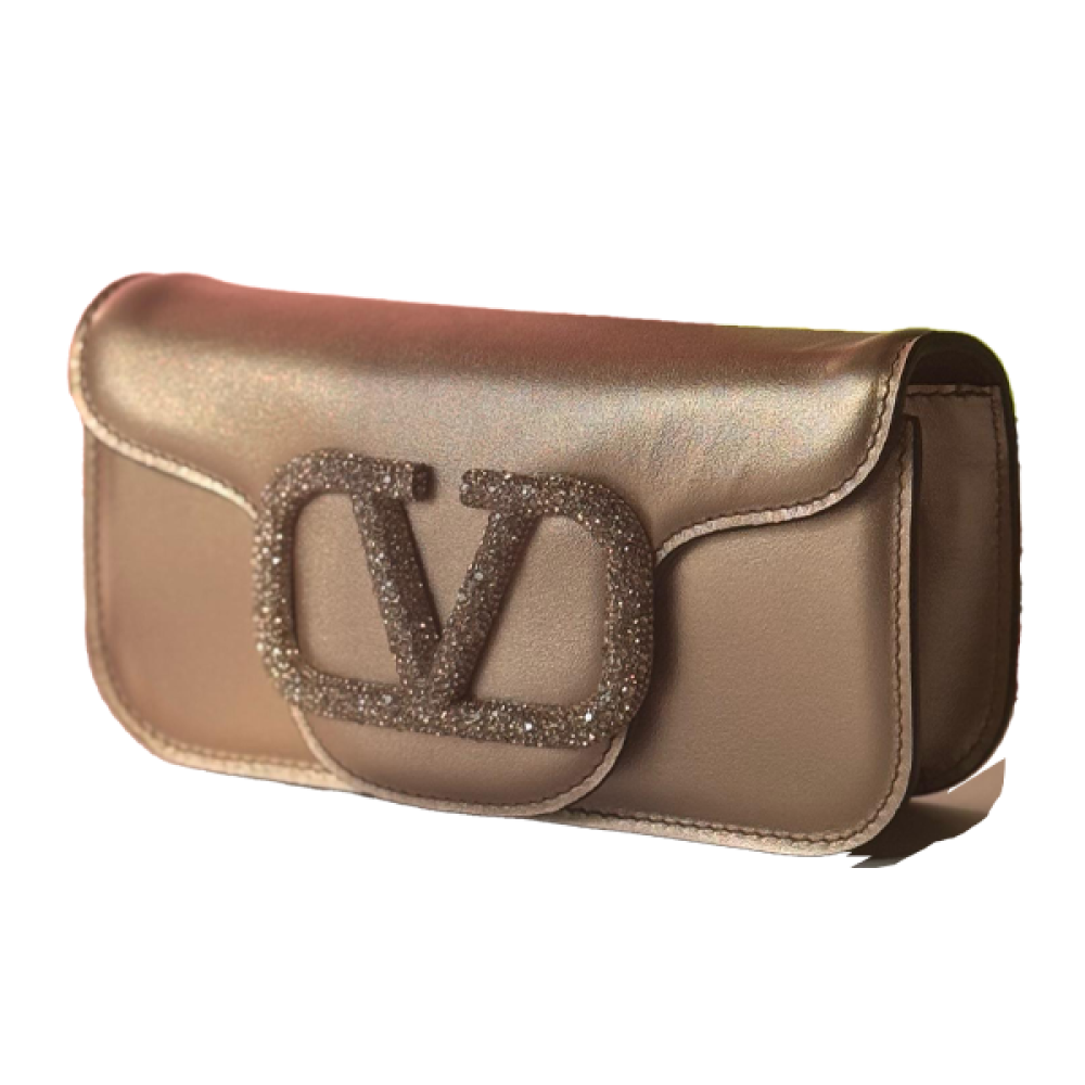 【A】 Valentino luxury leather clutch with the brand's logo in