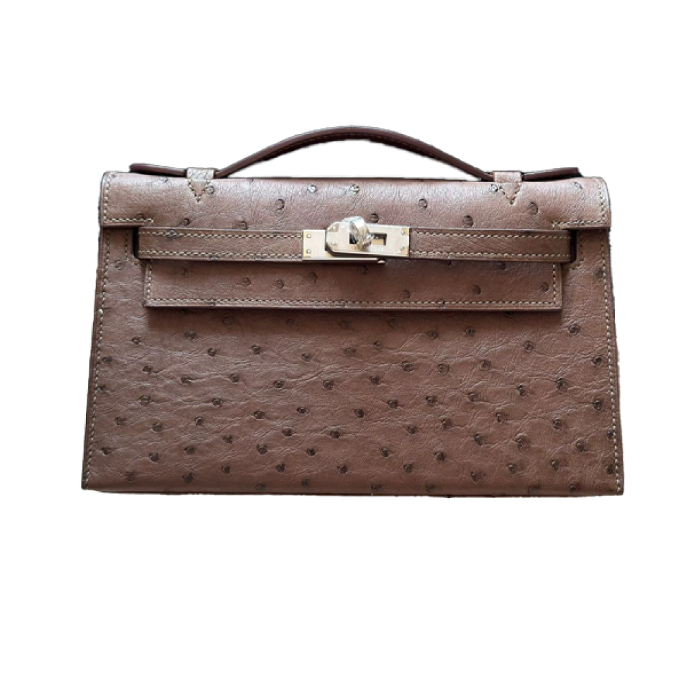 Elegant brown Hermes Kelly handbag with handle