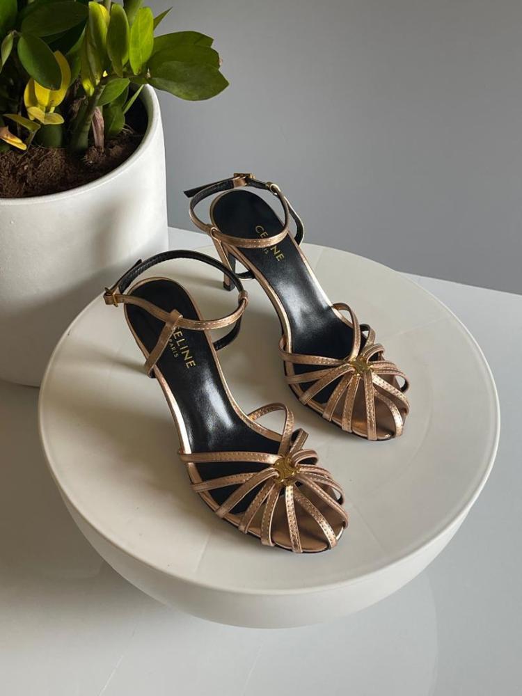 Celine Triumph Women's Slingback High Heel Sandal in Bronze