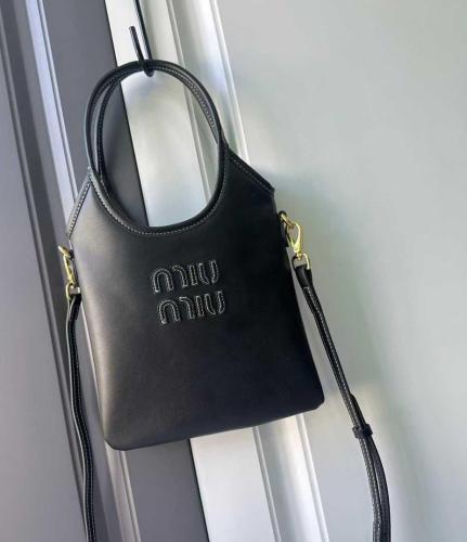 Miu Miu Ivy Small Leather Shoulder Bag in Black - E-SEVEN STORE