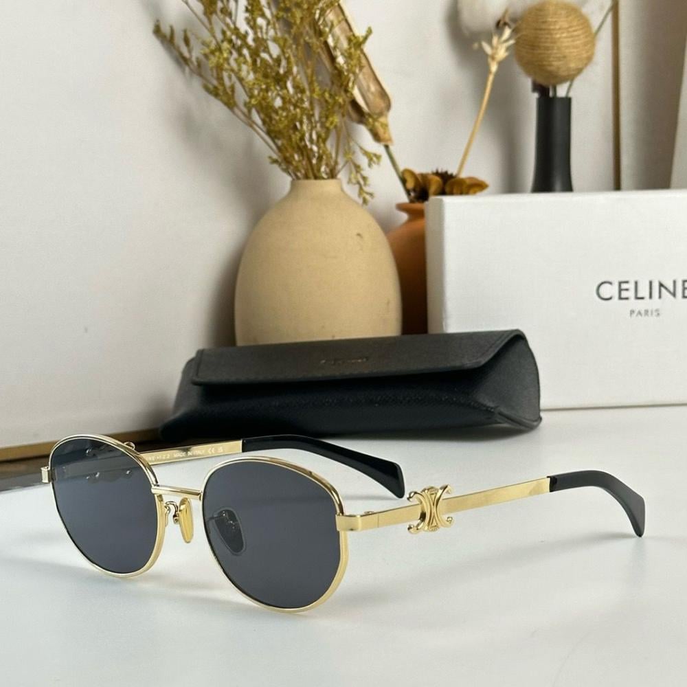 Celine Women's Slim Rim Sunglasses Black and Gold - E-SEVEN