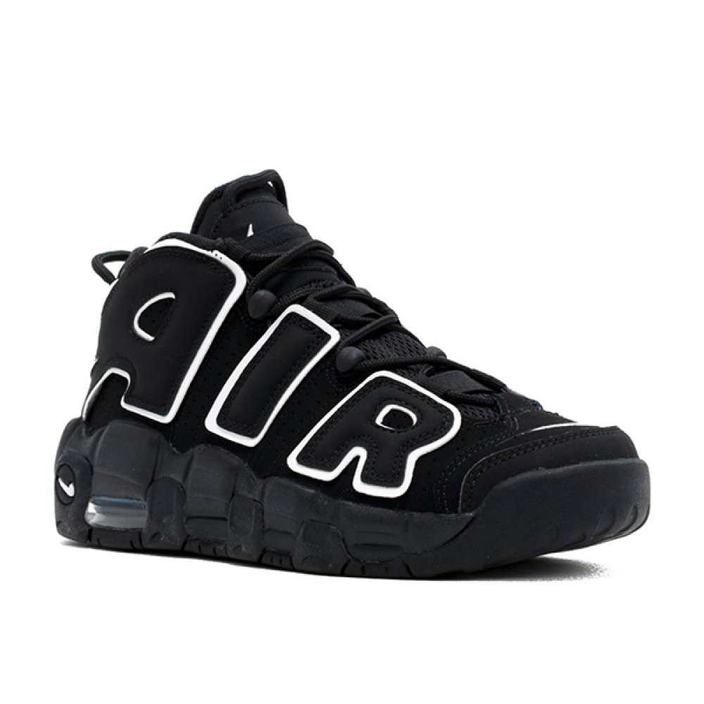 Nike Air More Uptempo Shoes Dark Black White Details - E