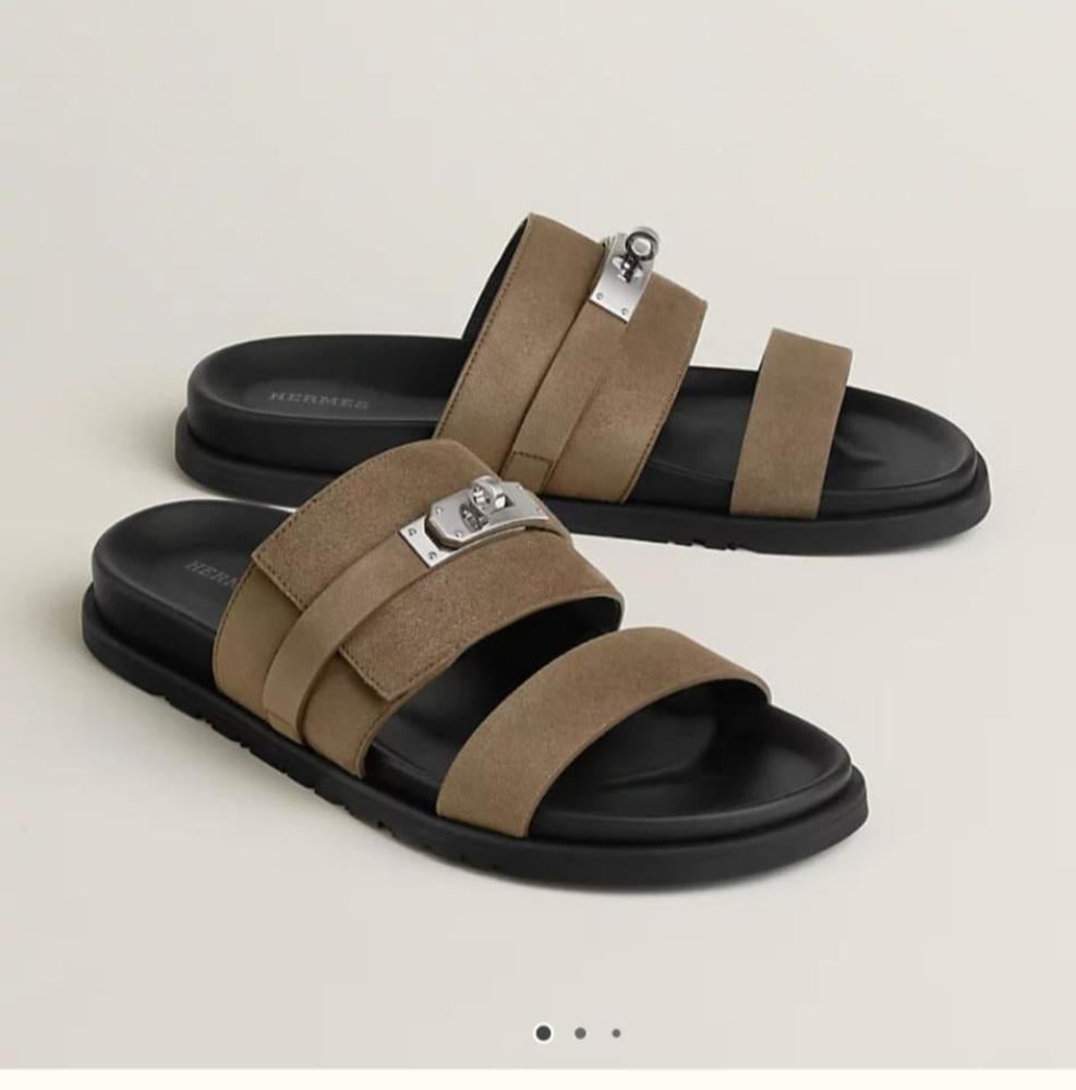 Hermes Jackson Men's Sandal, Brown Wood, Black Sole | ESEVEN STORE