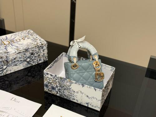 ロー Micro Lady Dior bag in elegant gray leather - E-SEVEN STORE