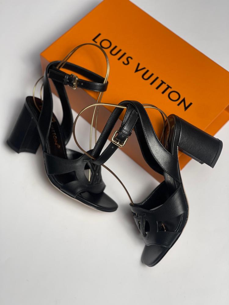 Louis Vuitton High Heel Sandal Comfortable Design Black Leather