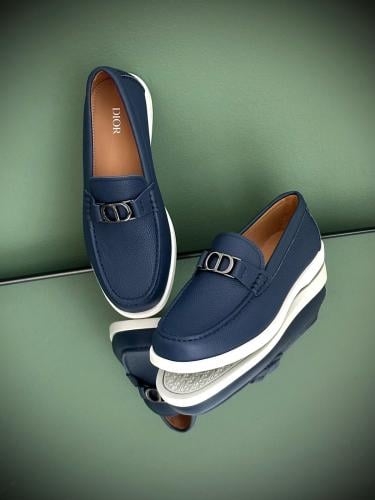 Dior flat loafers for men, luxurious leather, navy blue - E  display picture 2