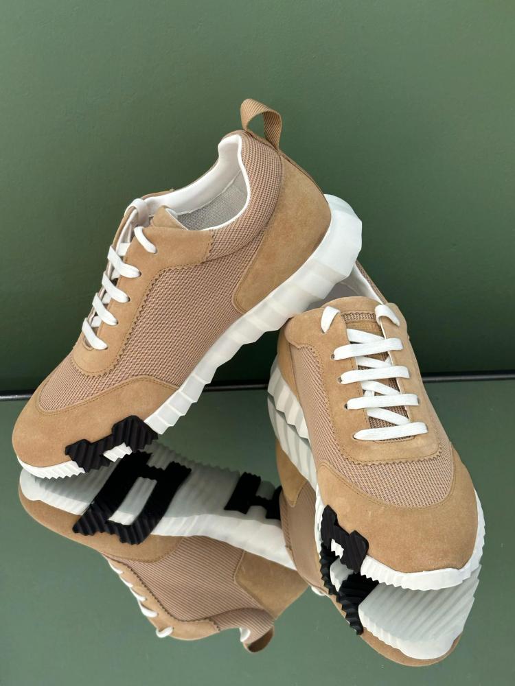 Daily shoes for men Hermes Bouncing Sneakers in dark beige