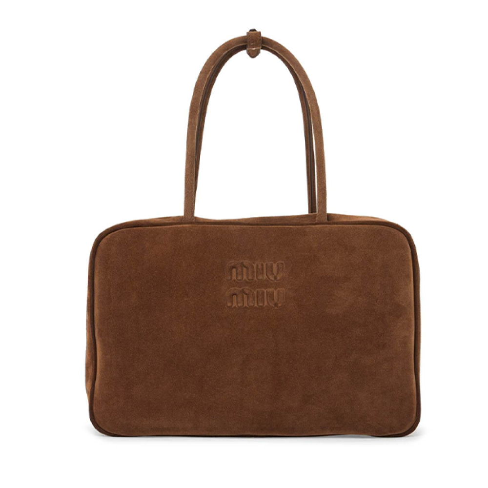 Miu Miu Luxury Suede Bag 35cm Brown Wide - E-SEVEN STORE