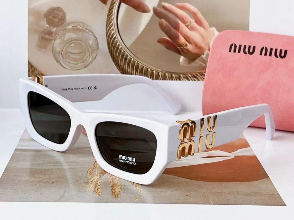 Miu Miu Square Thick Rim Sunglasses White E-SEVEN STORE