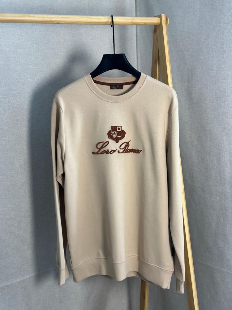 Loro Piana Men's Long Sleeve Beige Shirt with Stylish Logo on