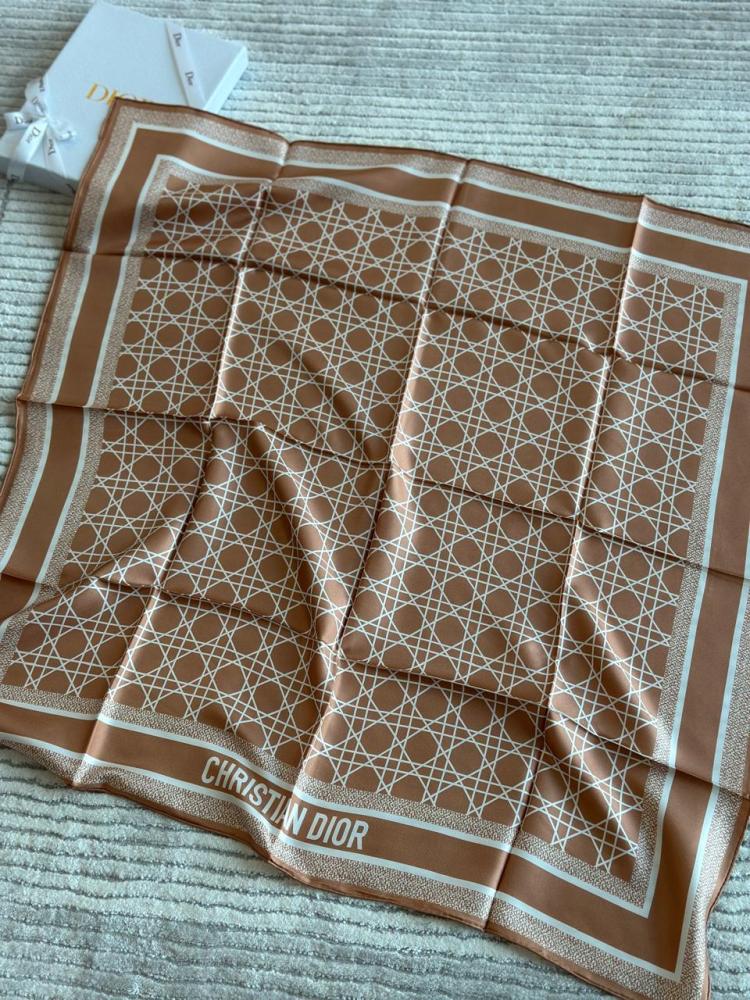 Dior square scarf for women, elegant brown color - E-SEVEN STORE