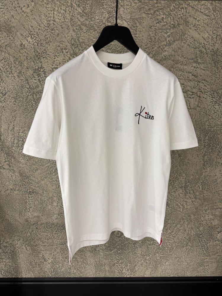 Tシャツ・カットソー KITON Logo embroidery t-shirt White Men's Kiton T-shirt with embroidered brand logo, white - E