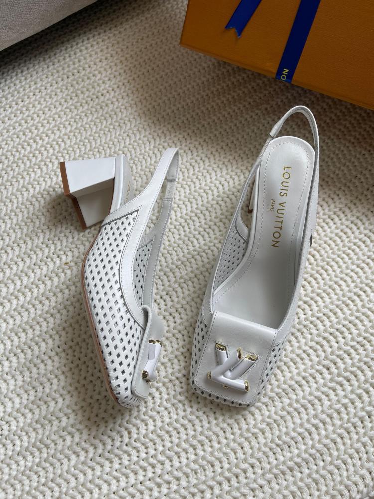 Louis Vuitton shake white open toe pumps