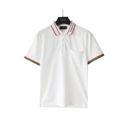 Gucci Polo Shirt White T-Shirt with Red and Green Stripes - E