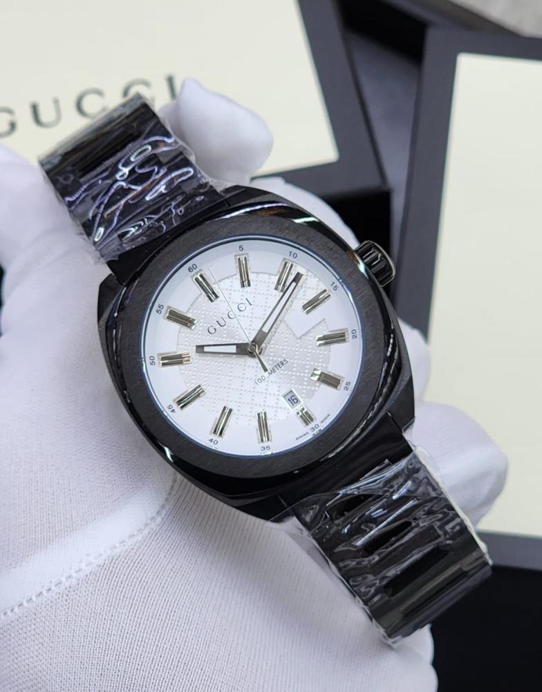 Gucci GG2570 Men's Black Watch with White Dial