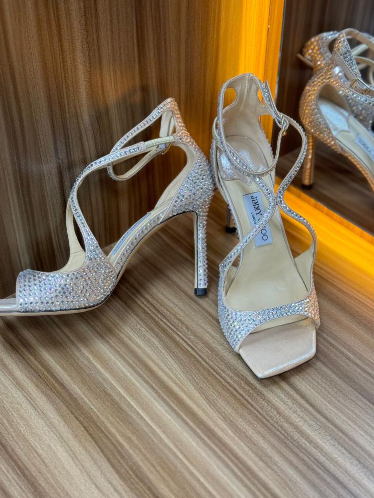 Jimmy Choo Sandal - Silver Studded Wedding Sandal