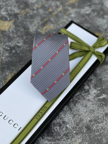 ファンシー Gucci men's bee-patterned tie with grey and red stripes - E-SEVEN