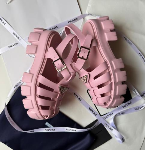 Prada Women's Comfortable Pink Rubber Sandal - E-SEVEN STORE