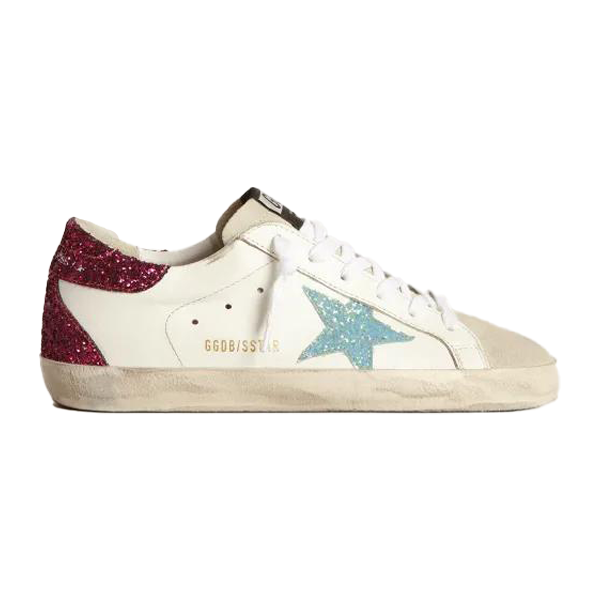 سنيكر رياضي للنساء جولدن جوس سوبر ستار ابيض اكوا احمر