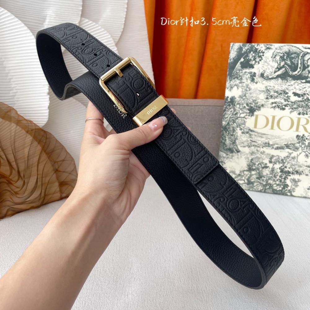 Dior ブラックレザーベルト ゴールドバックル Christian Dior クリスチャン ディオール レザー バックル