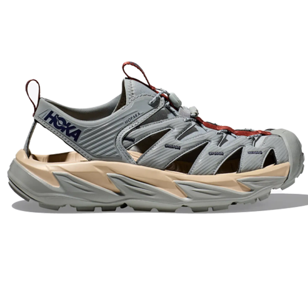 Hoka Hopara Unisex Vented Sandal in Grey and Beige - E-SEVEN